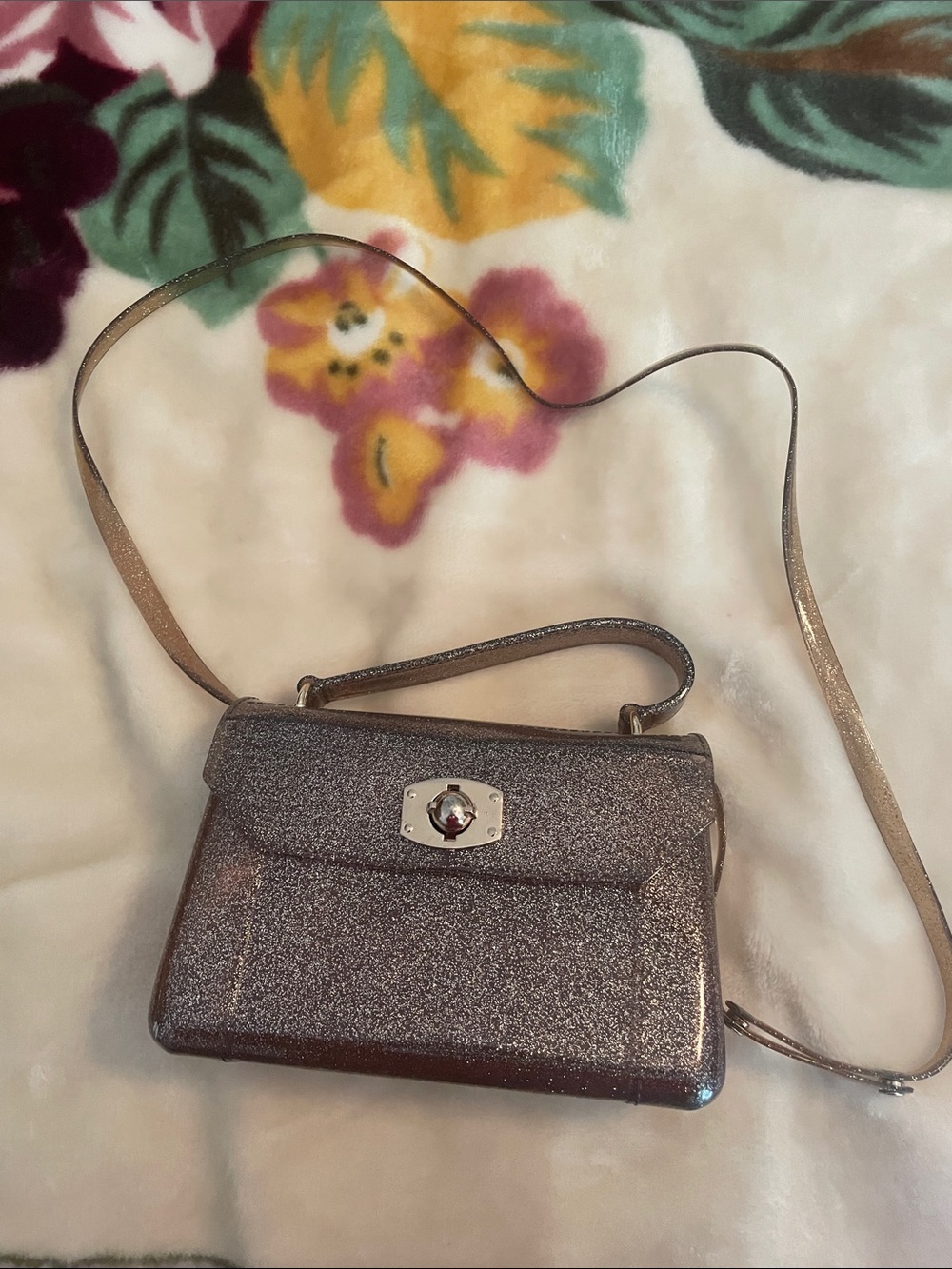 Glitter Metallic Crossbody Bag - Silver